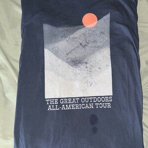 Navy Graphic T-Shirt with Orange Accent